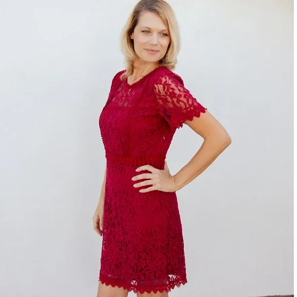 Skies Are Blue Dresses | Red Lace Dress | Color: Red | Size: S | Celia_Can's Closet